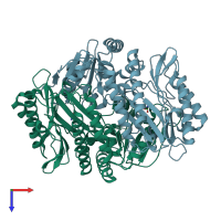PDB entry 1chm coloured by chain, top view.